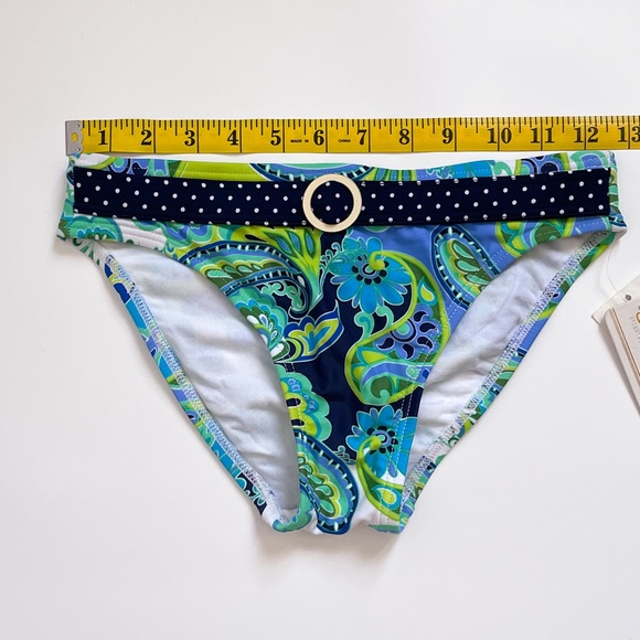 Swim Systems Belt Ring Low Rise Port Royal Paisley Polka Dot Bikini Bottom NWT - Picture 6 of 11
